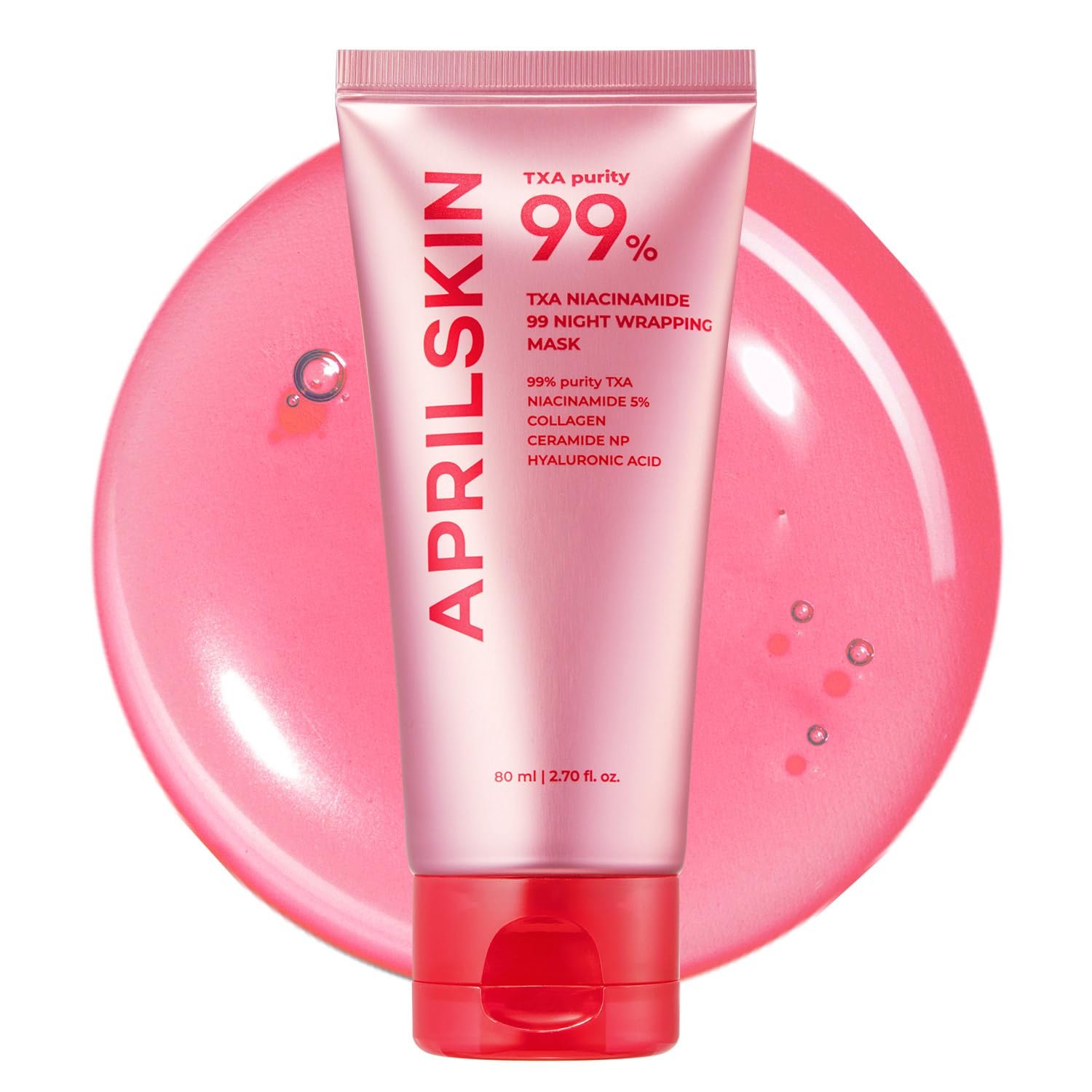 APRILSKIN TXA Niacinamide 99 Overnight Wrapping Mask | 99% High-Purity TXA+Niacinamide for Uneven Skin Tone | Overnight Skin Booster for Toning Care, Firming & Pore Care | 80ml, 2.70 fl.oz.