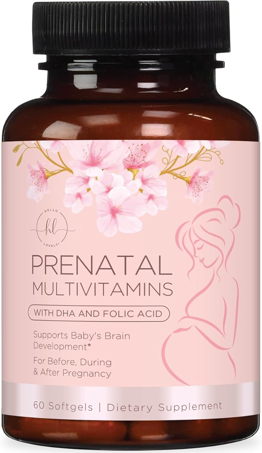Prenatal Vitamins for Women with Folic Acid + Omega 3 DHA for Fetal Development Support – Prenatal Vitamin Supplement For Mom & Baby – Daily Pregnancy Multivitamin Nutritional Support – 60 Softgels