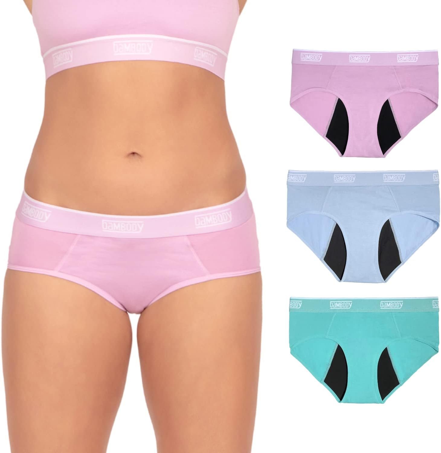 Bambody Leakproof Hipster, 5th Gen – Small, 3 Pack, Pink – Blue – Green