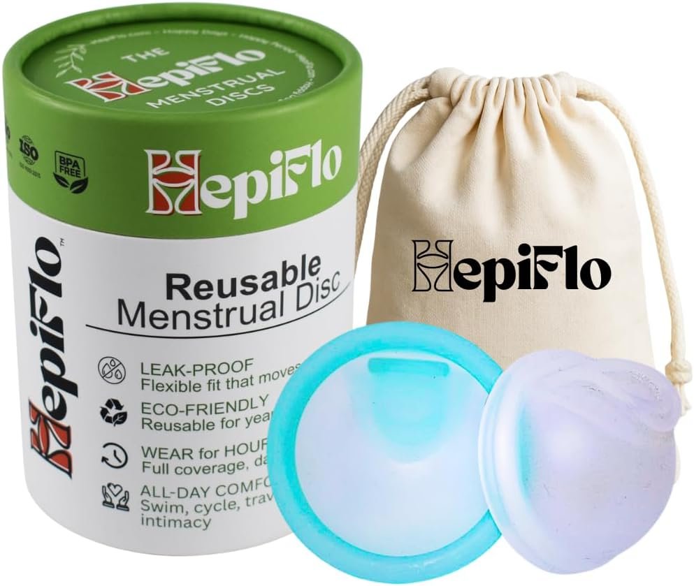 Menstrual Disc Combo – Reusable Disc in 2 Sizes (Small & Large) – Medical-Grade Silicone, Leak-Free, Non-Toxic, 12-Hour Wear, Easy Removal Pull Tab, Eco-Friendly Period Solution