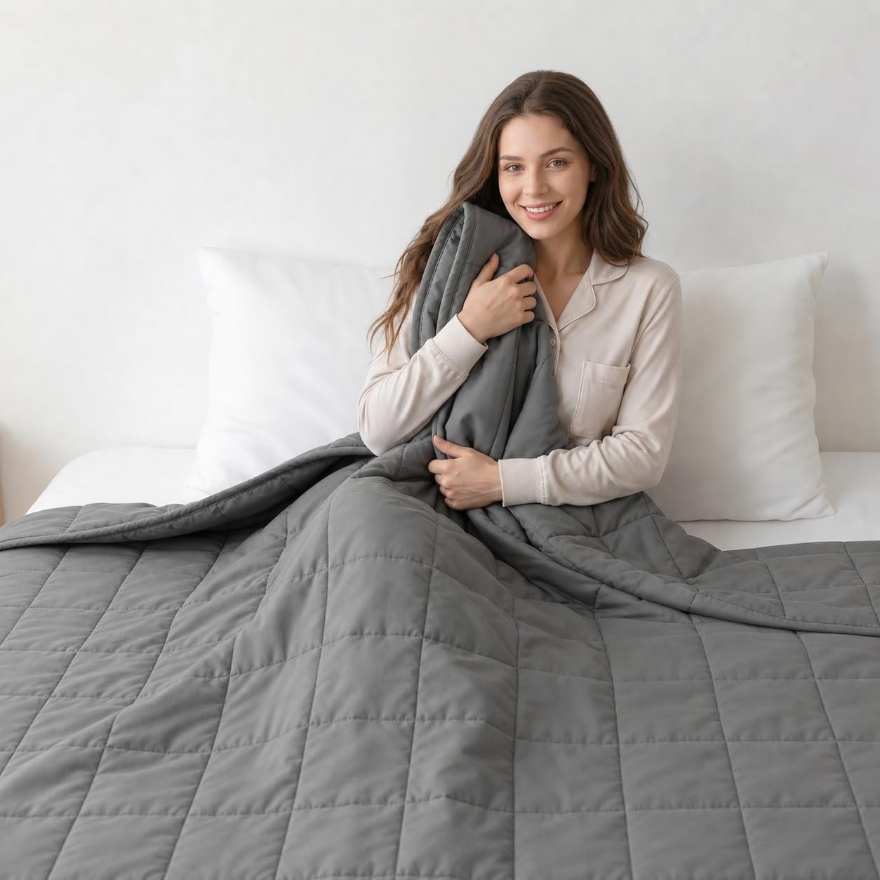 Weighted Blanket for Adults – Cooling Heavy Blanket for 110-130lbs with Premium Glass Beads – Soft Thick Big Blankets for All-Season Sleeping Comfort Breathable (60″ x 80″ 15lbs)