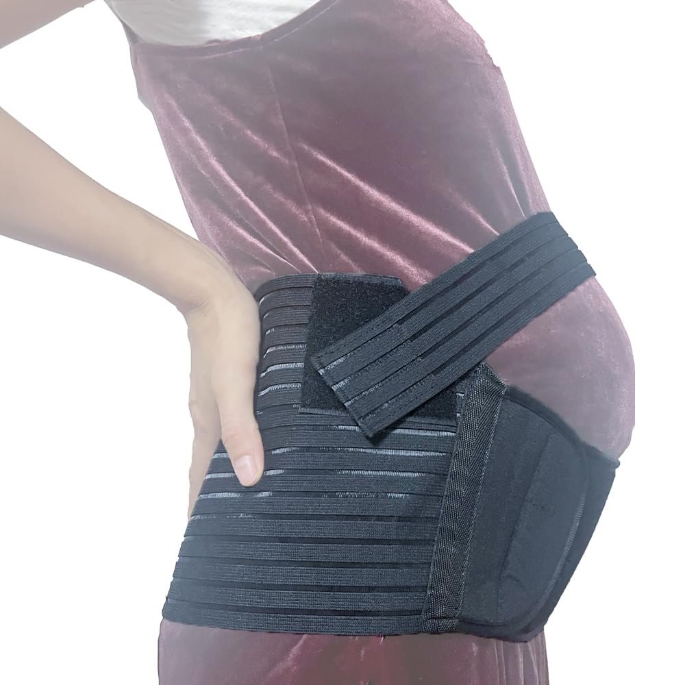 3-in-1 Maternity Belt Pregnancy Belly Band Back/Pelvic/Hip Support Brace Postpartum Binder Lightweight Belly Support Bands for Pregnant Women Waist Wrap Relieves SPD/PGP Pain (Black, Large)