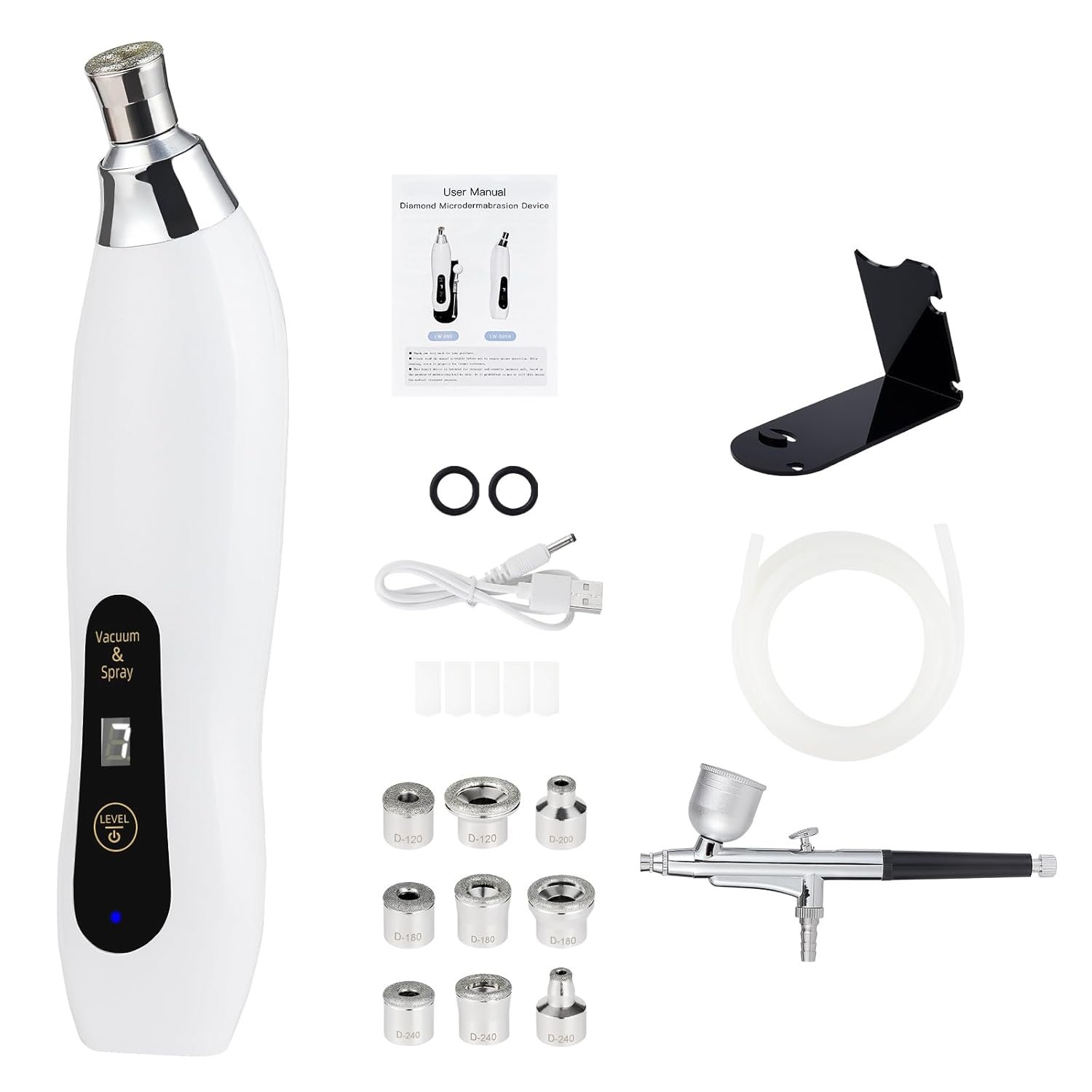 Diamond Microdermabrasion Machine, 7 Suction Modes Professional Microdermabrasion Machine with Airbrush, Blackhead Remover Facial Dermabrasion Device for Salon Personal Home Travel Use