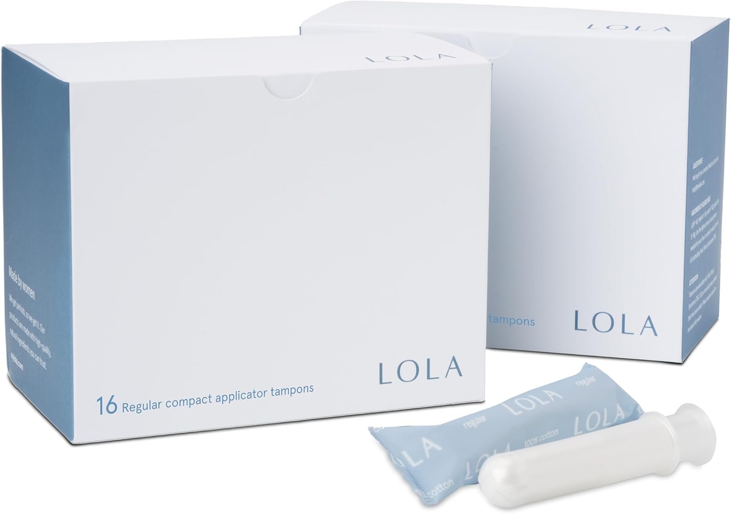 LOLA Organic Tampons – Regular Absorbency, 32 Count – Bulk Tampons for Women with BPA-Free Plastic Applicator & Hypoallergenic, Toxin-Free Feminine Hygiene Product