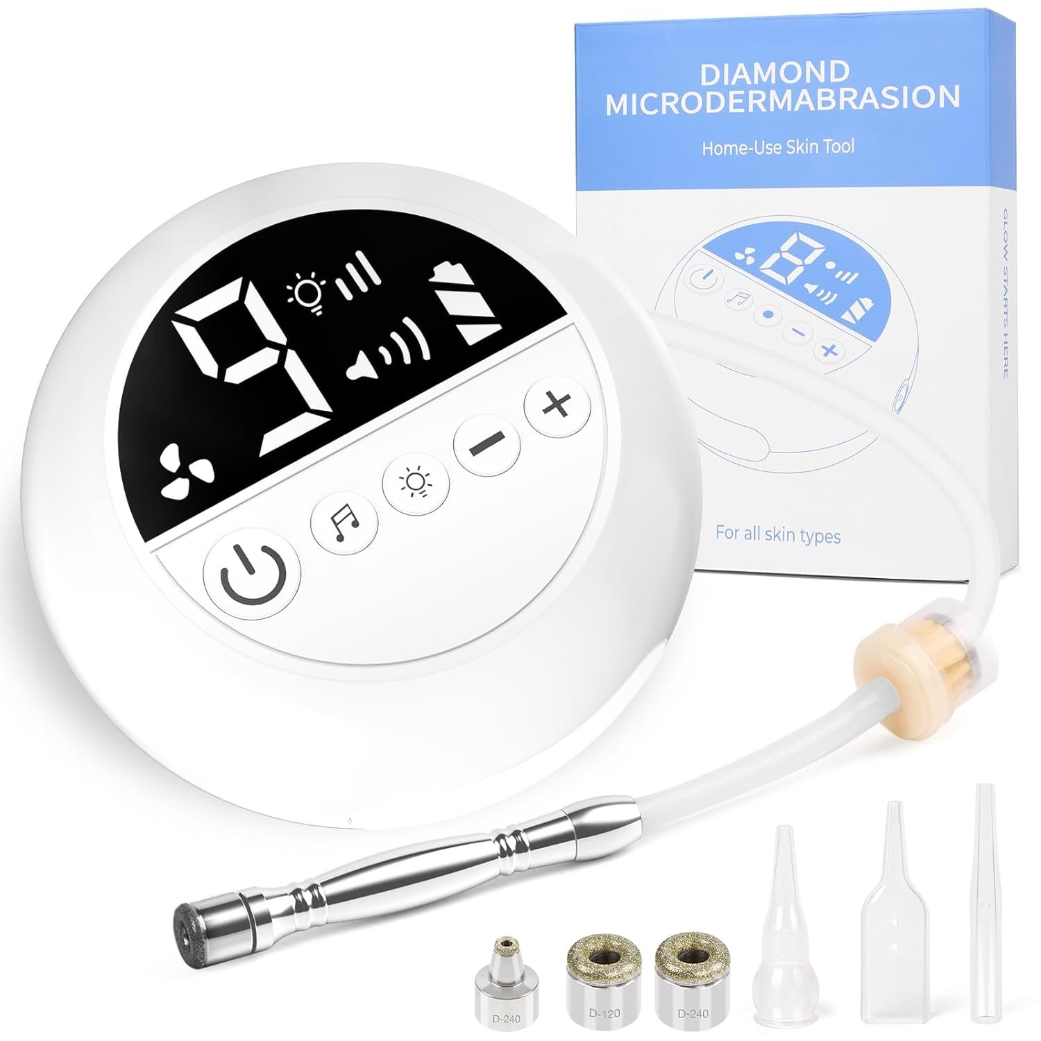 Diamond Micro-dermabrasion Machine, 2 in 1 Dermabrasion Facial Machine for Exfoliation & Blackhead Removal, Home Use Facial Skin Care Device