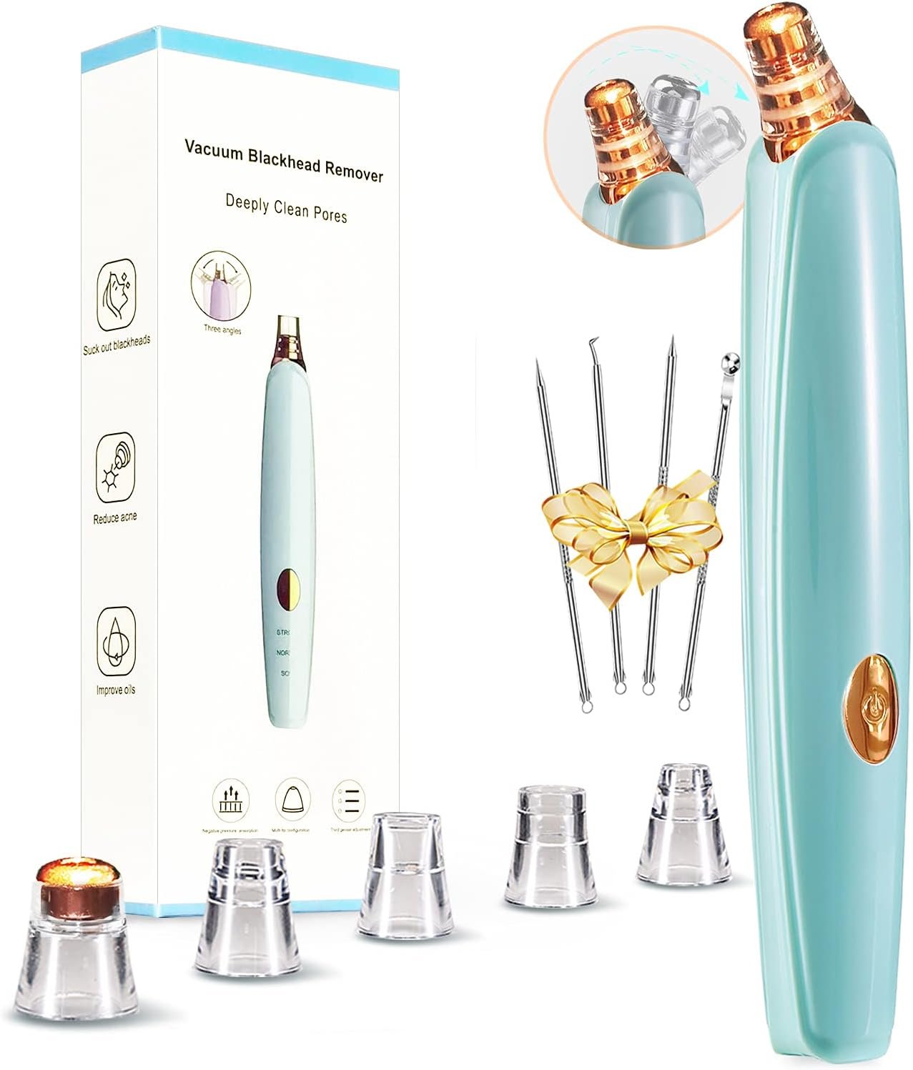Blackhead Remover Pore Vacuum Cleaner – Upgraded Facial Pore Cleaner – Electric USB Pore Vacuum with 5 Probes – Upgraded Blackhead Suction Tool – Blackhead Remover Kit
