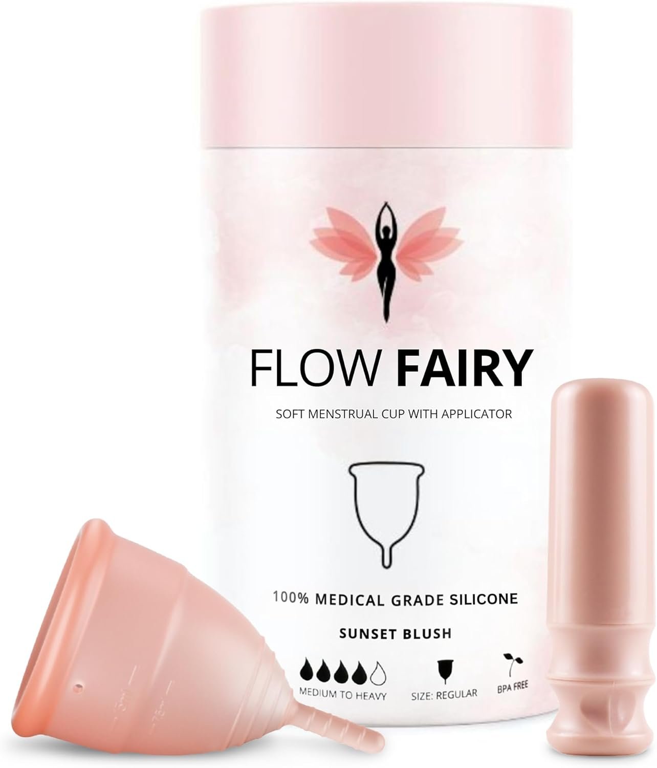 Menstrual Cup with Applicator – Reusable 100% Medical-Grade Silicone Period Cup for Beginners – Leak-Free, Eco-Friendly, BPA & Latex Free, Up to 12-Hour Protection (Small)