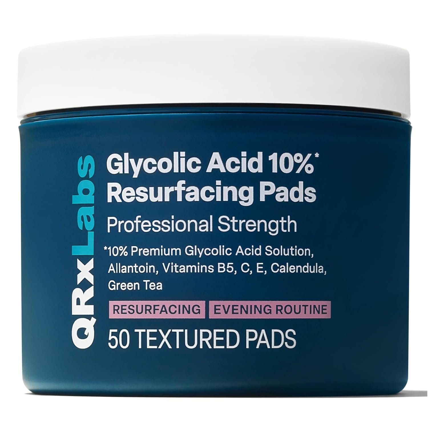 QRxLabs Glycolic Acid Pads – Radiance Pads with AHA for Face & Body – Exfoliates Skin Surface – Helps Tone & Brighten Skin, One-Step Makeup Prep – Acne Treatment Clearing – Daily Pads – 50ct