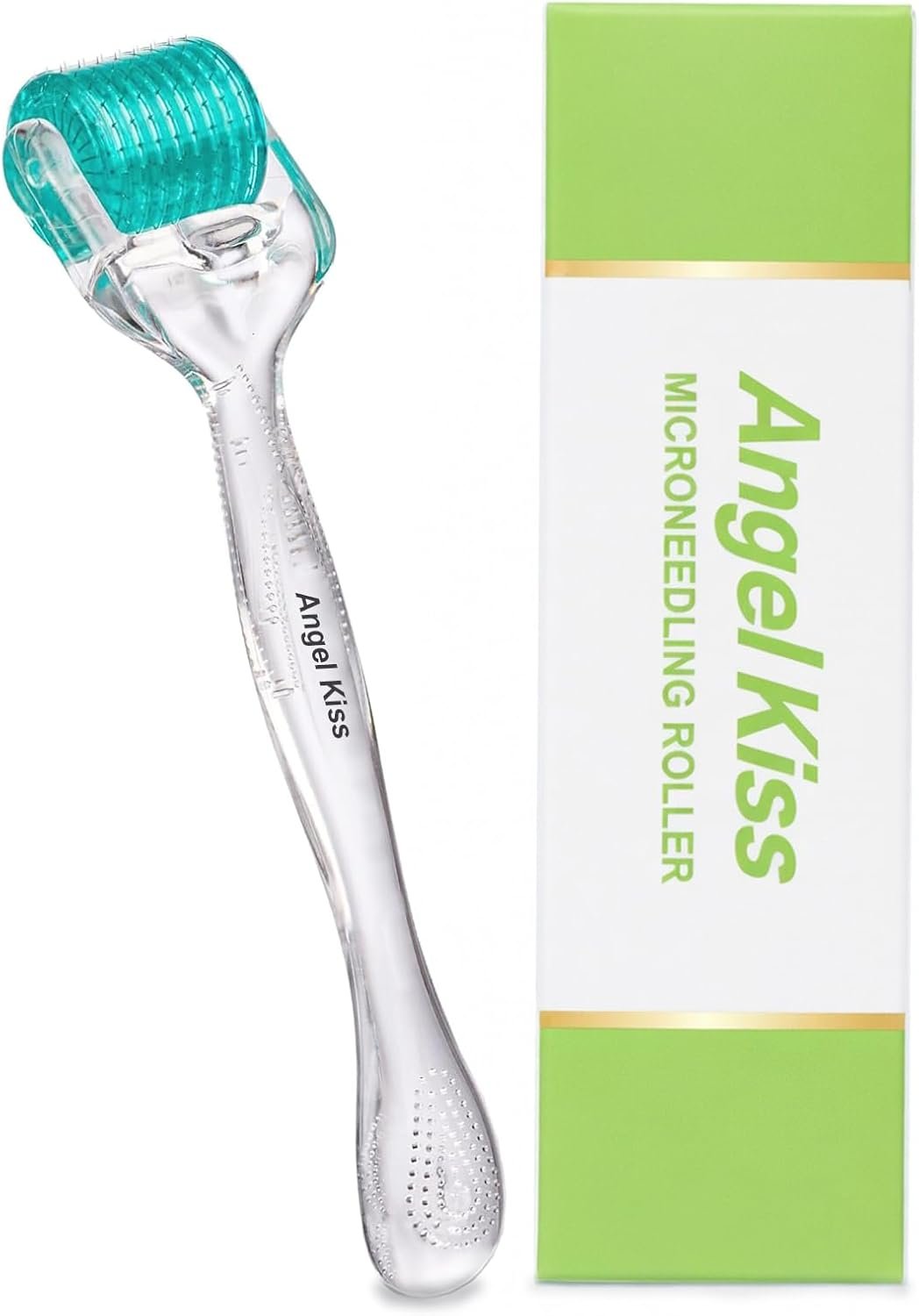 Angel Kiss Real Needles Derma Roller for Face Body and Scalp – 192 Individual Stainless Steel Micro Needles 0.3mm – Microneedling Roller for Women and Men – Beard Roller for Men