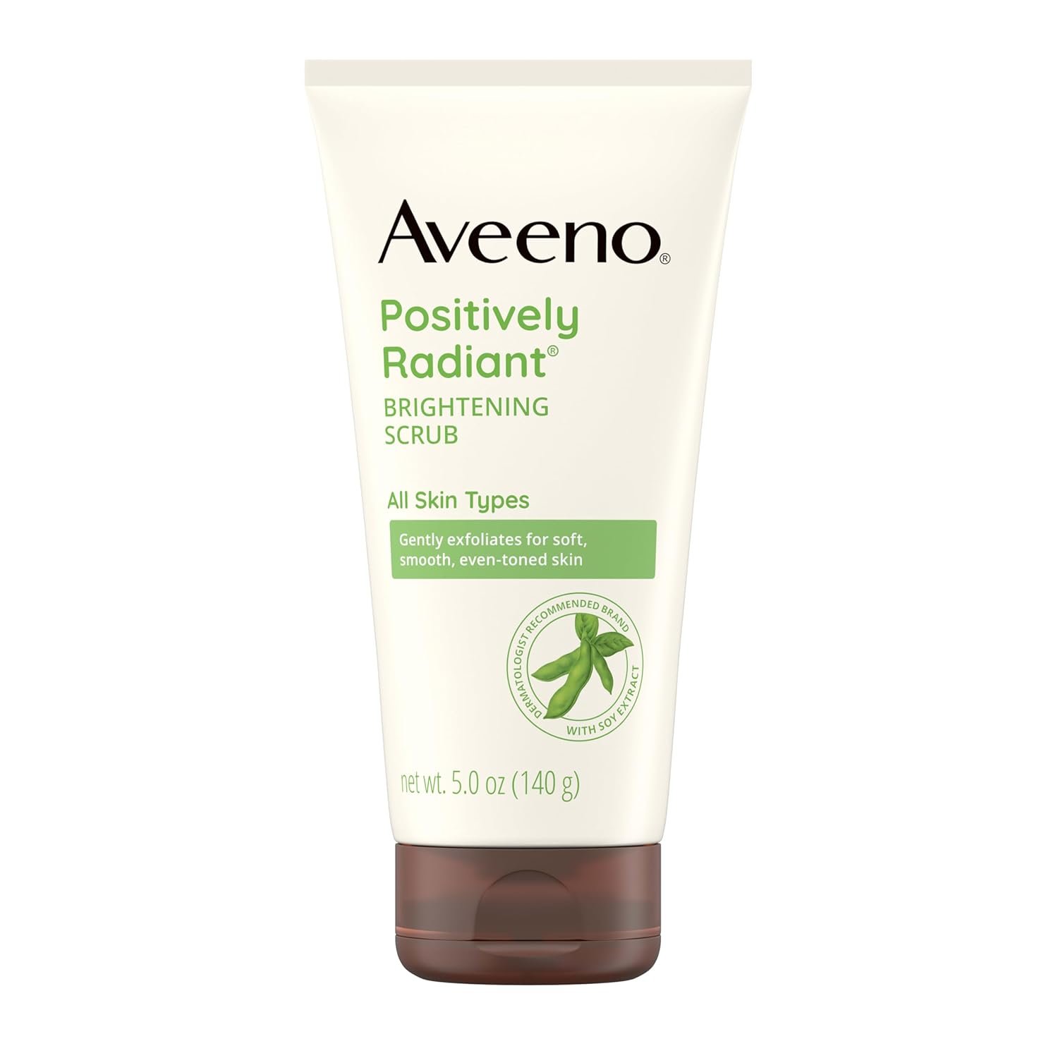 Aveeno Positively Radiant Skin Brightening Exfoliating Daily Face Wash Scrub, Gentle with Moisture-Rich Soy Extract, Helps Improve Skin Tone & Texture, Oil- & Soap-Free, Hypoallergenic, 5 Oz​