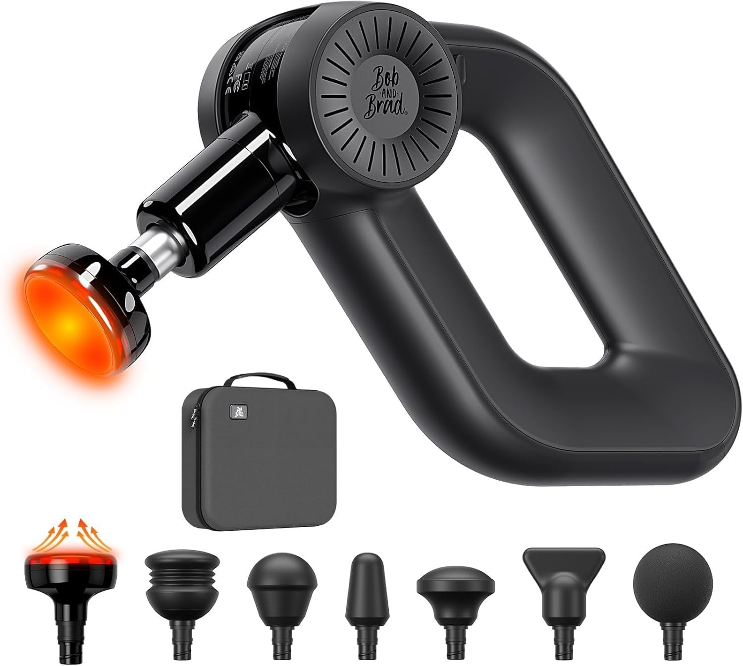 BOB AND BRAD D6 Pro Plus Massage Gun with Heat, Deep Tissue Percussion with 16mm Amplitude, Professional Muscle Massager Gun for Athletes, Quiet Electric Handheld Massager