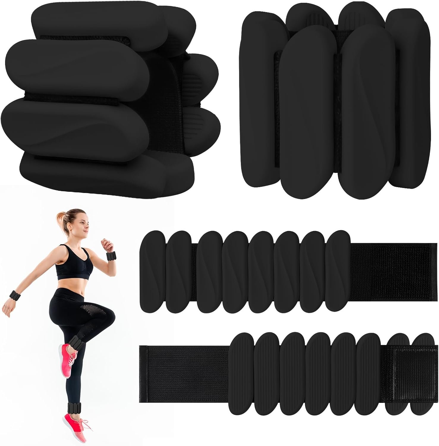 Wrist Weights, 2Pack Wearable Wrist Ankle Weights for Women and Men, Adjustable Silicone Arm and Leg Wrist Bracelets for Walking, Yoga, Pilates and Gym, 2lb