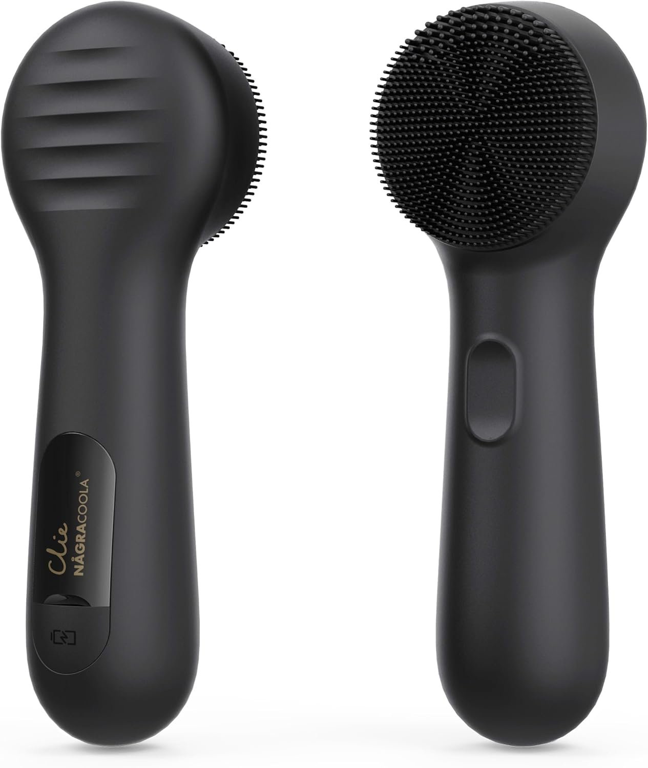 Silicone Face Scrubber, NågraCoola CLIE 2.0 Facial Cleansing Brush, Rechargeable, Waterproof Face Scrub Brush for Cleansing, Exfoliating, Massaging, Electric Facial Exfoliator for Women & Men – Black