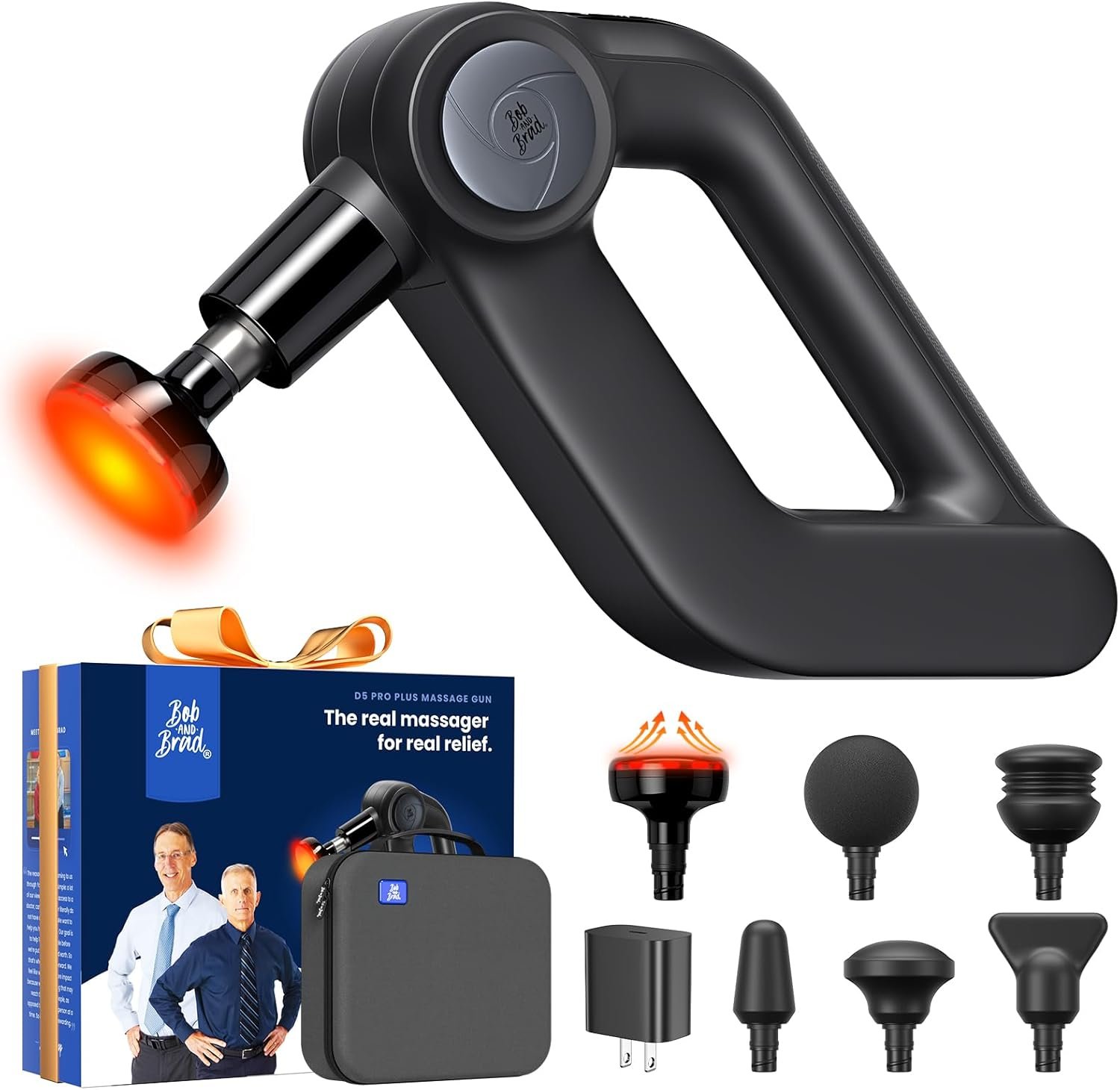 BOB AND BRAD D5 Pro Plus Handheld Massage Gun with Heat, FSA-HSA Eligible Deep Tissue Percussion Massage Gun, Powerful Muscle Massager for Athletes Fitness Workout & Daily Recovery, Fathers Day Dad