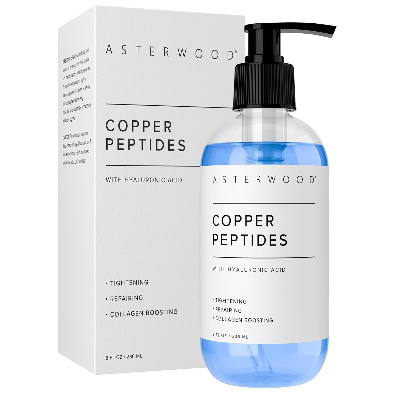 Asterwood Copper Peptides Serum for Face – Tightening, Repairing, Collagen Boosting – with GHK-Cu Peptide and Hyaluronic Acid – 8 Fl Oz