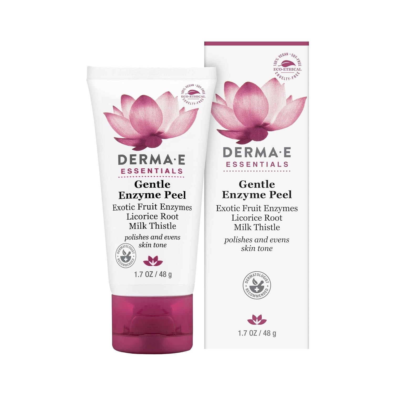 DERMA E Gentle Enzyme Peel – Brightening Exfoliator Mask – Natural Enzymatic Chemical Peel with Papaya, Milk Thistle and Licorice Root – Resurfaces, Smooths and Rejuvenates Facial Skin, 1.7 oz