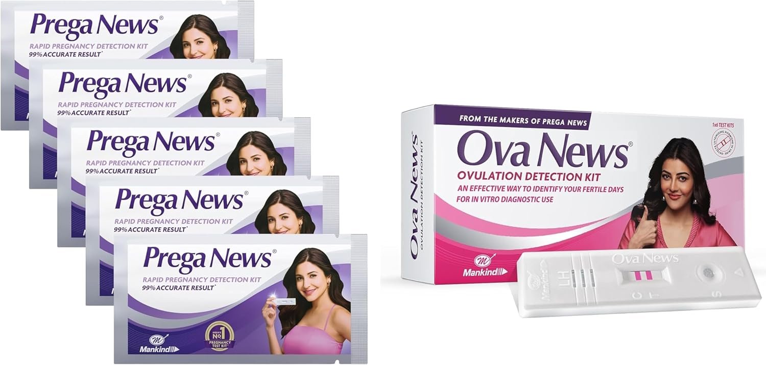 (5 packs) & Ova News Combo | Easy to Use Test Kits | Accurately Track Ovulation & Detect Pregnancy
