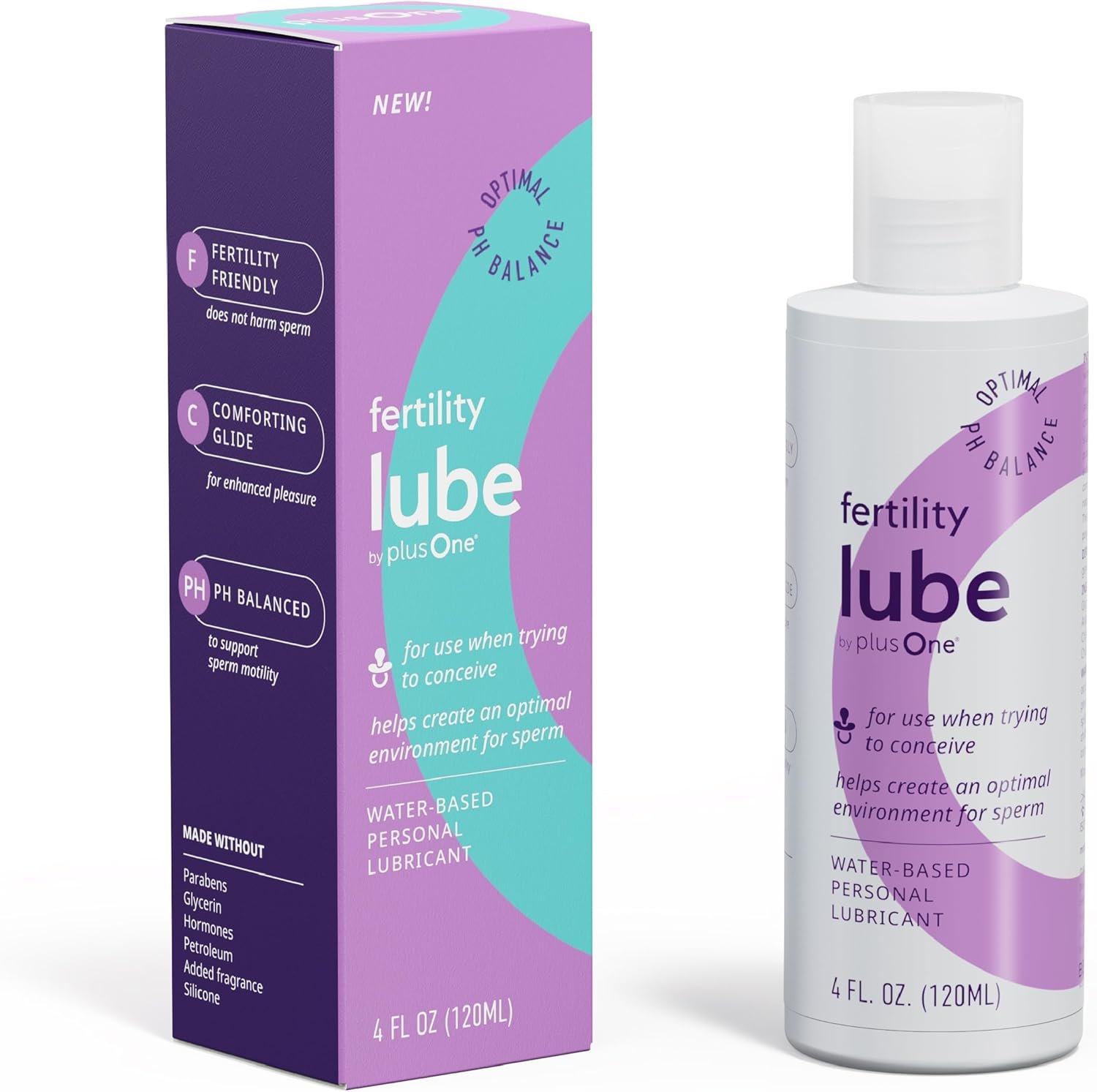 plusOne Fertility Lube – Sperm-Friendly Personal Lubricant for Couples Trying to Conceive – pH-Balanced to Mimic Fertile Cervical Mucus – Supports Sperm Motility – Water-Based & Paraben-Free – 4 fl oz
