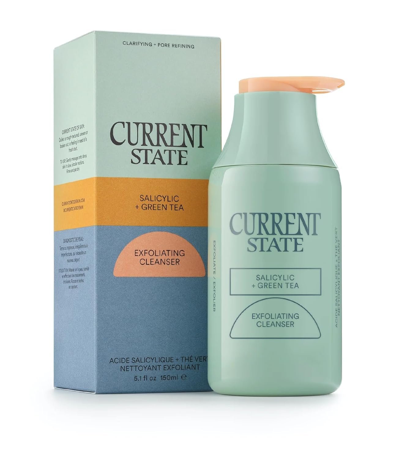 Exfoliating Face Wash – 2% Salicylic Acid Cleanser and Green Tea by Current State | Acne Wash | Pore Minimizer For Face | 5.1 fl oz. Made In The USA
