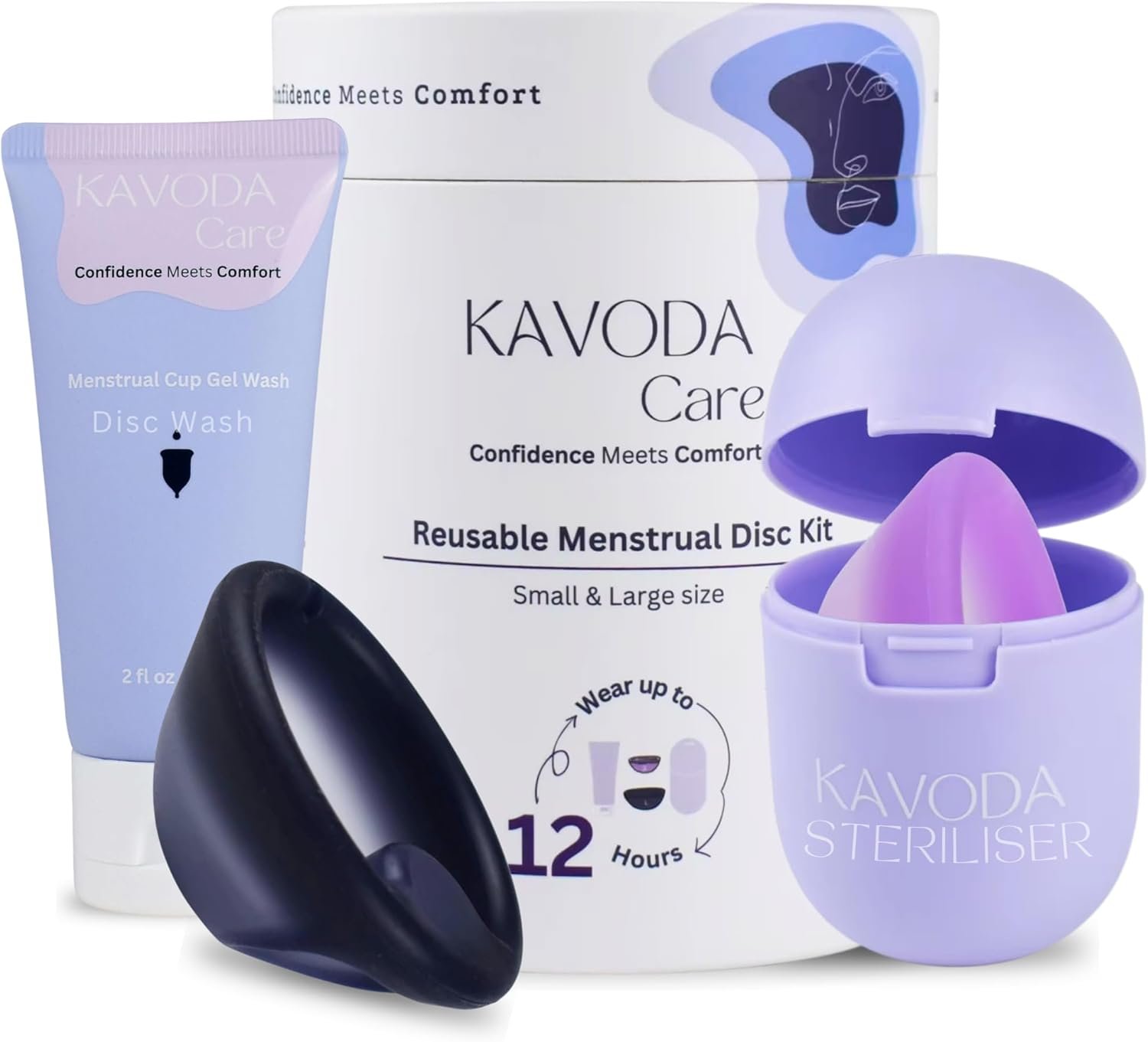 Menstrual Discs – Soft, Flexible, Reusable Medical-Grade Silicone – Wear 12 Hours – Removal Notch – Two Sizes – Menstrual Cup or Tampon Alternative