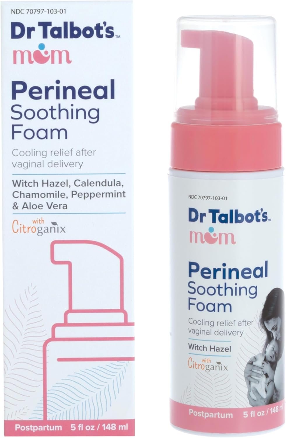 Dr. Talbot’s Mom Witch Hazel Perineal Soothing Foam – Cooling Relief for Postpartum Care – 5 Fl oz