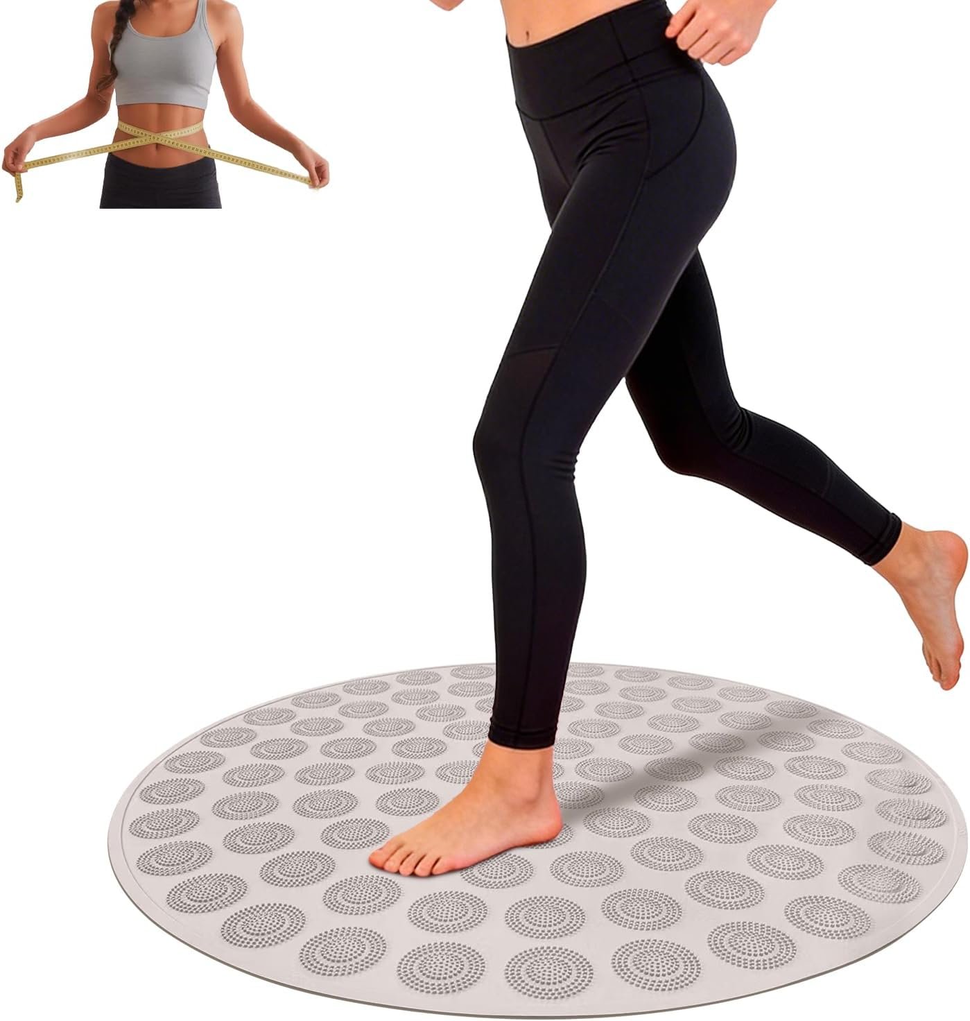 Large 28.35” Silicone Foot Acupressure Mat, Portable Foldable Reflexology Mat, Non-Slip Standing Desk Mat for Feet Relaxation and Indoor Slow Jogging (Khaki)