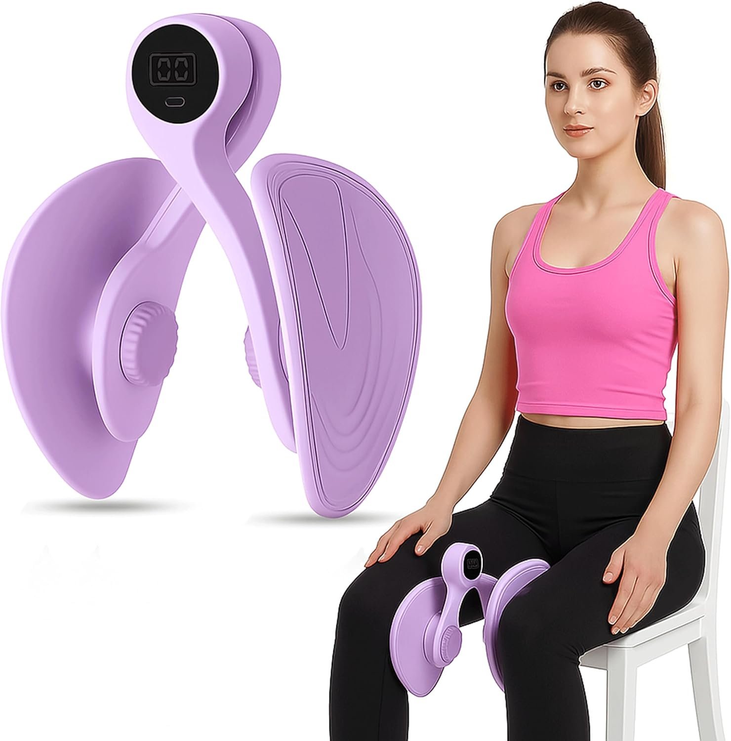 Thigh Hip Trainer Kegel Exerciser 0-120 Lbs Adjustable Resistance, Pelvic Floor Exercise Devices, Inner Thigh Exerciser for Women Men, Thigh Exercise Equipment