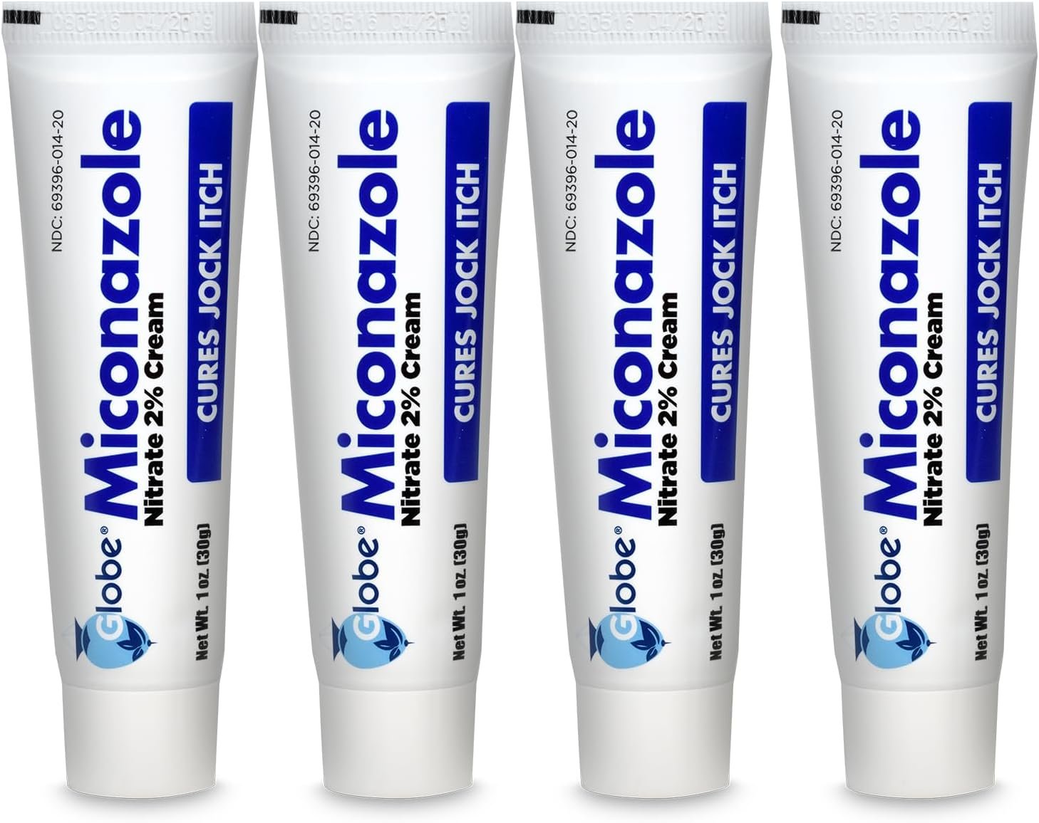 Globe (4 Pack Miconazole Nitrate 2% Antifungal Cream, Cures Athletes Foot, Jock Itch, Ringworm and More. 1 OZ Tube