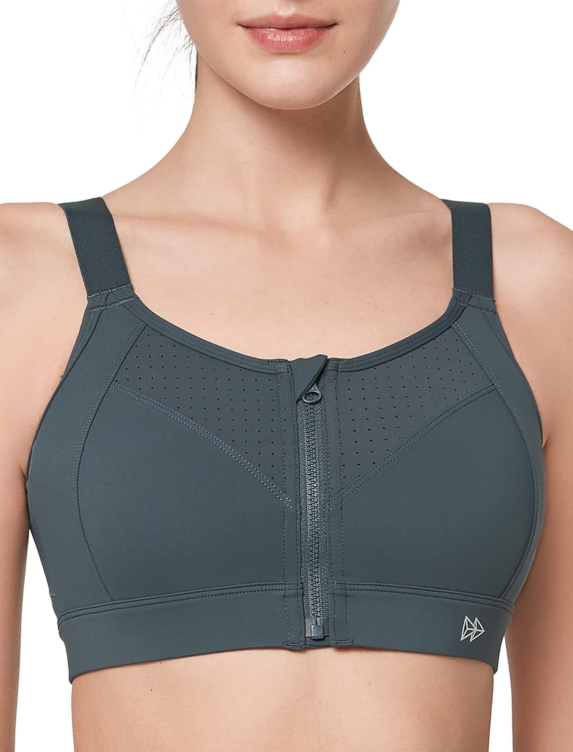 Yvette Adjustable Sports Bras for Women High Impact Support, Zip Front Sports Bra Plus Size Wireless for Running Workout Gym