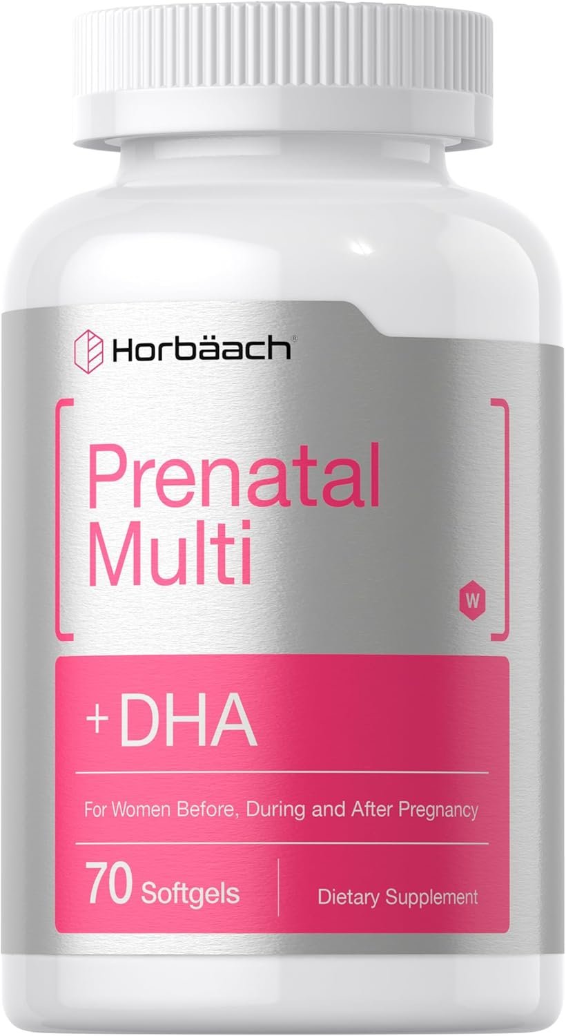 Horbäach Women’s Prenatal Multivitamin with DHA, Iron and Folic Acid | 70 Softgels | Non-GMO & Gluten Free