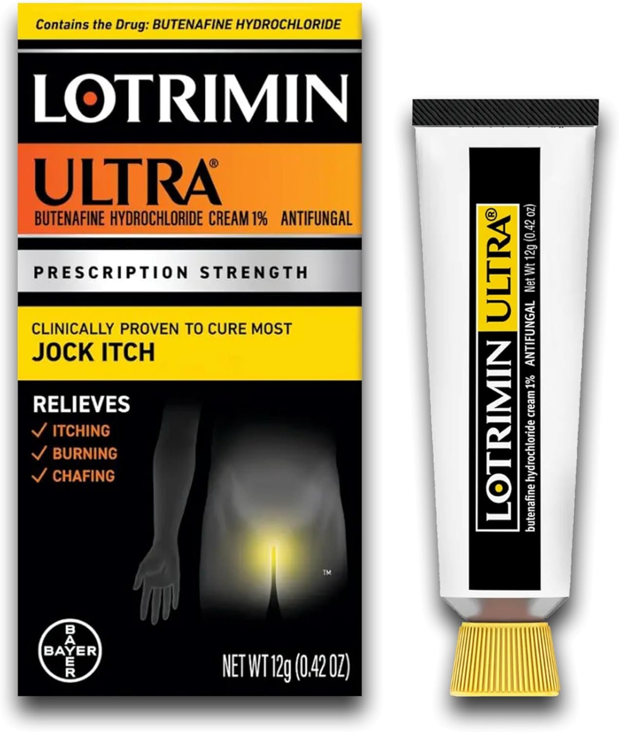Lotrimin Ultra Jock Itch Cream – Powerful Butenafine Hydrochloride Treatment for Jock Itch, 0.42 Ounce (12 Grams) (Packaging May Vary)