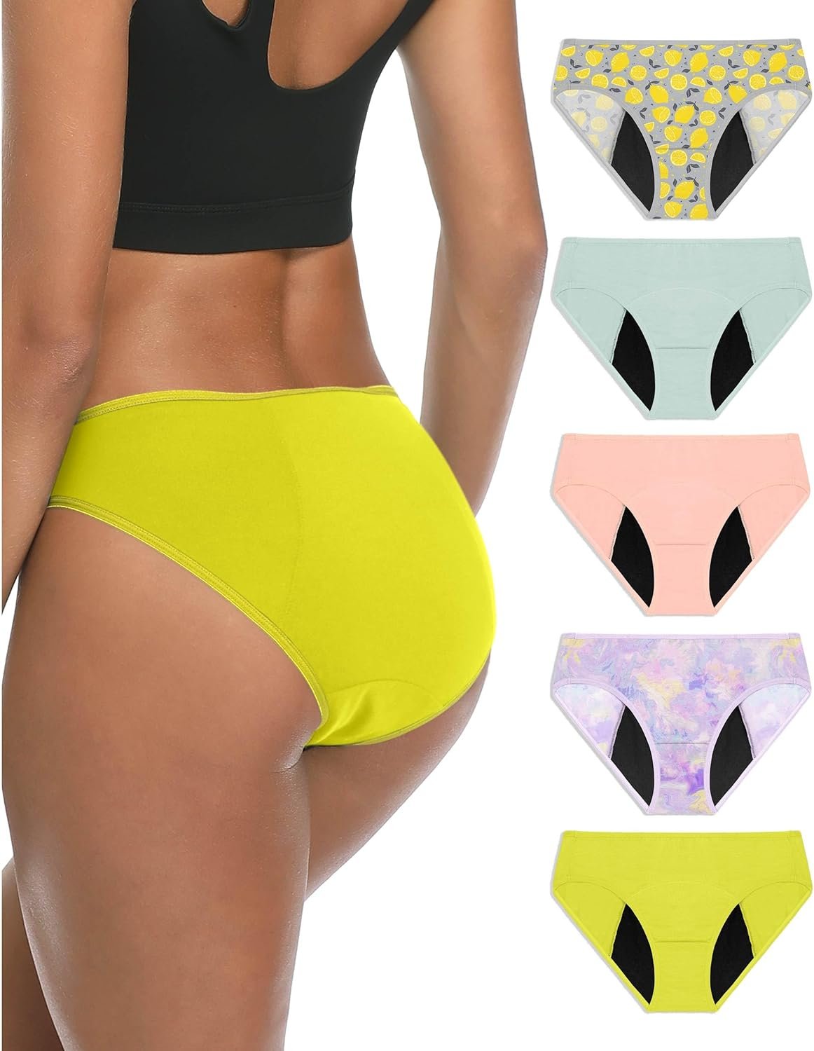 Neione Period Underwear for Women Girls, High-Cut Cheeky Bikini Leakproof Panties, Stretch Breathable