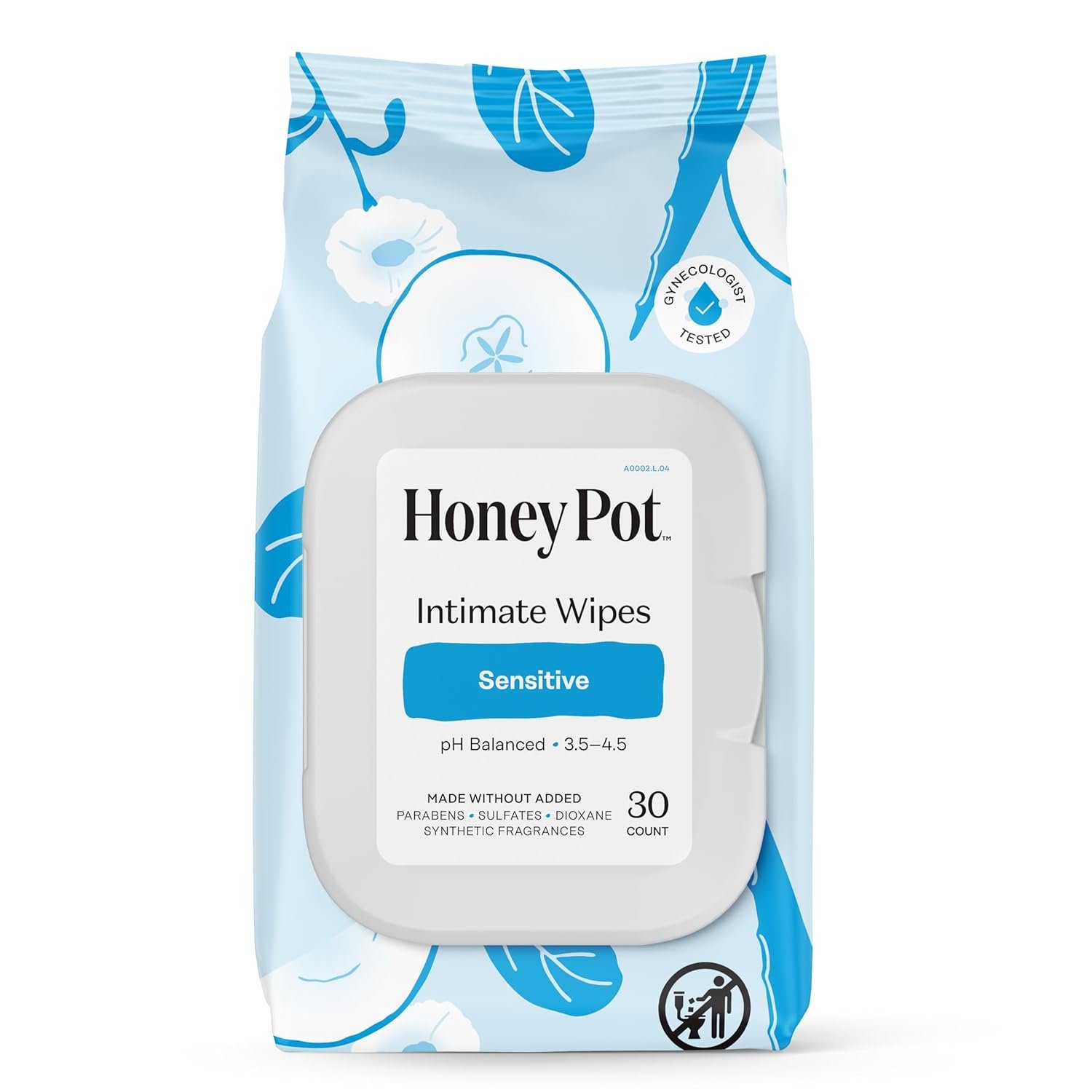 The Honey Pot Company – Feminine Wipes – Sensitive – pH Balancing, Herbal Infused Plant-Based Feminine Care for Sensitive Skin – Cleansing Wipes for Women – 30ct