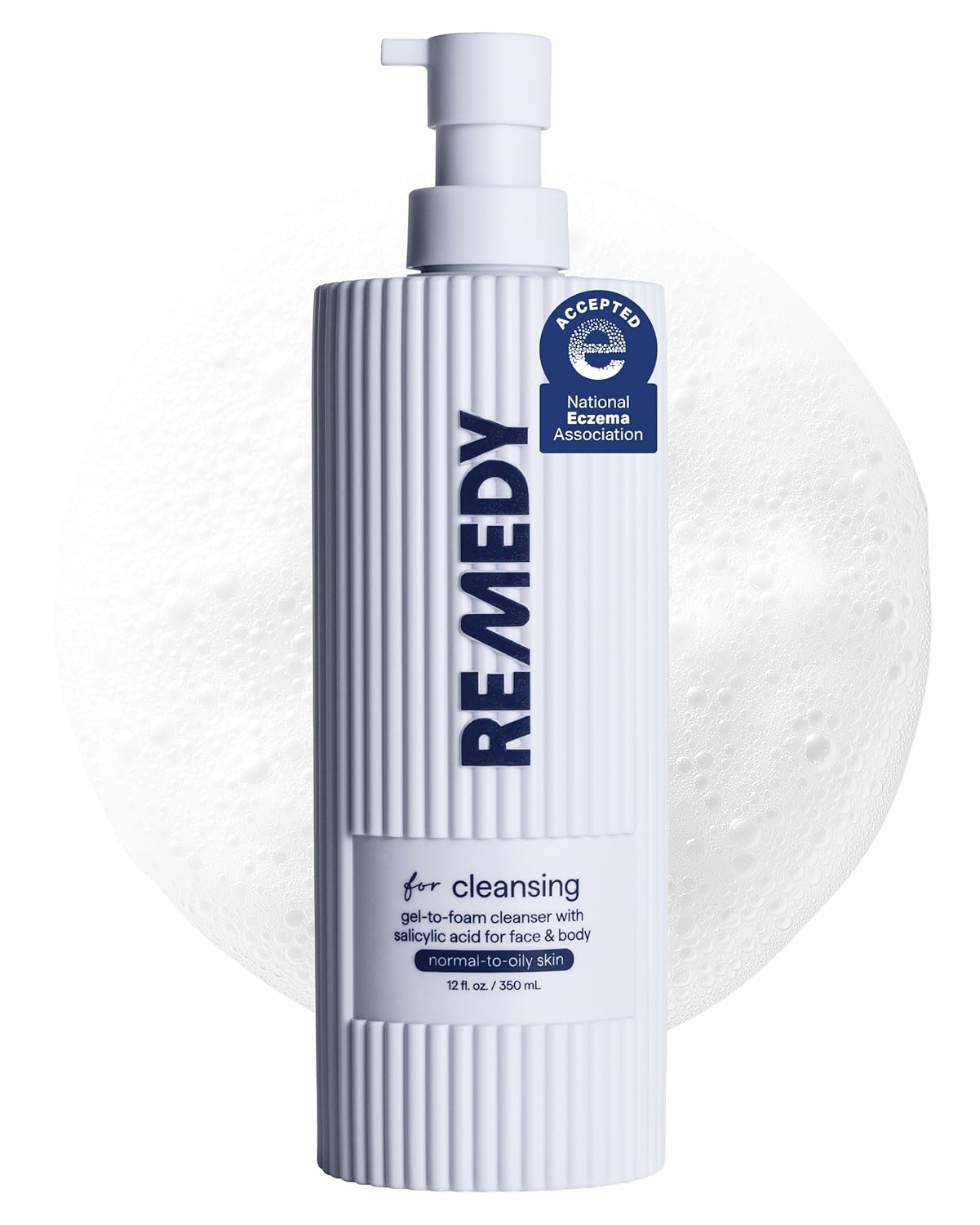 Remedy Gel-to-Foam Cleanser | Gentle Exfoliating Face Wash | Salicylic Acid, Ceramides and Green Tea | Fragrance Free | Eczema Seal Certified | Acne Prone Skin | By Dermatologist Dr Shah | 12 fl. Oz