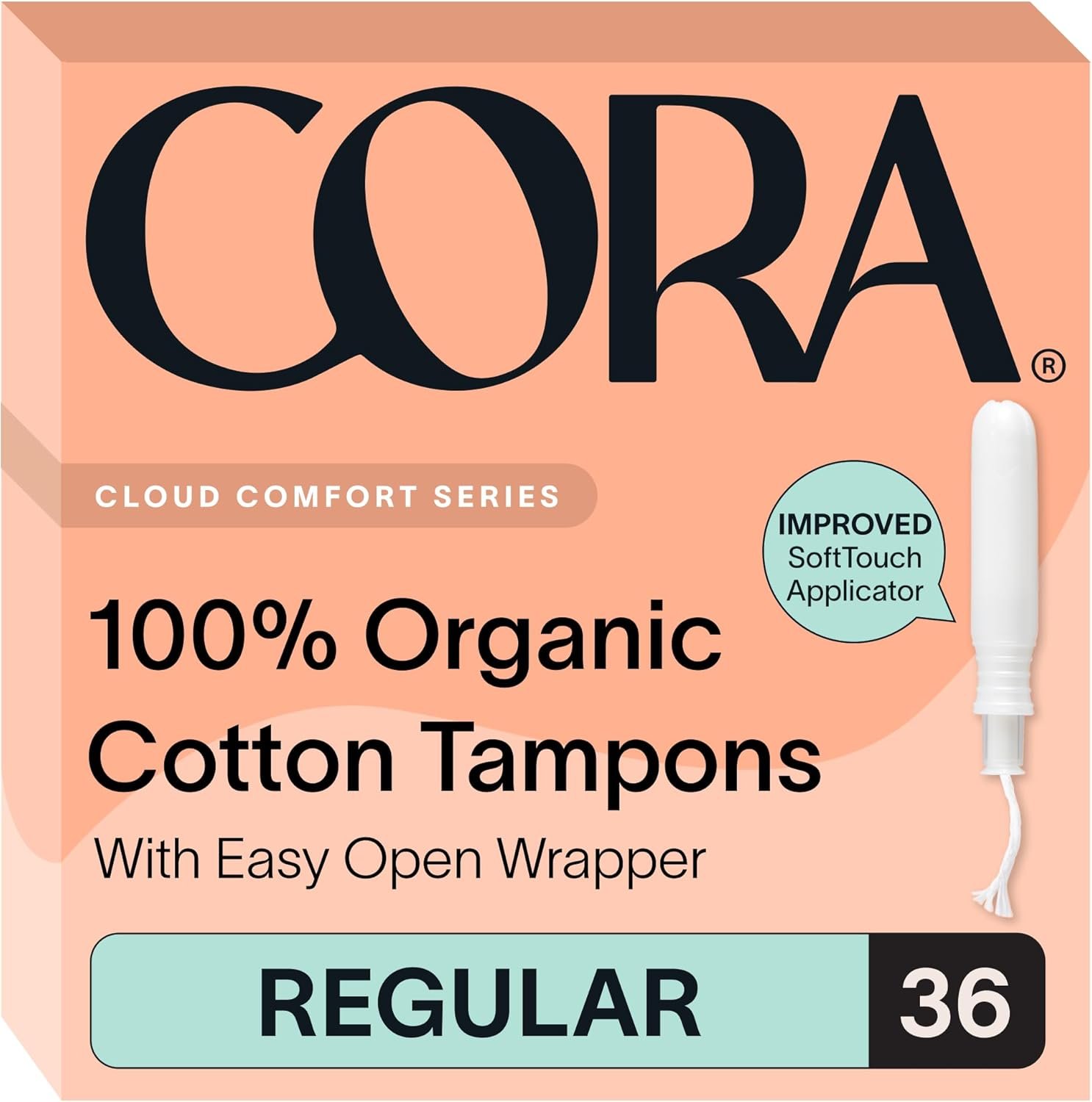 Cora Organic Cotton Tampons (36 Regular Tampons)