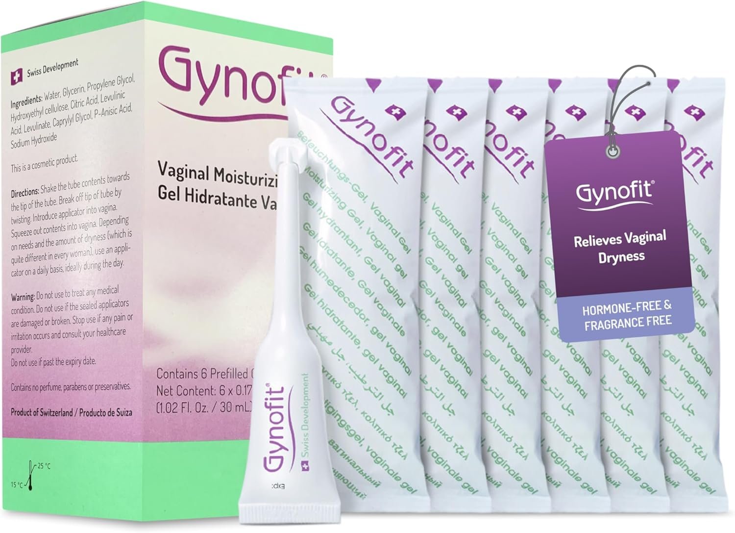 Gynofit Moisturizing Vaginal Gel – Relief from Vaginal Dryness – improving Vaginal Flora for Ease & Comfort – Hygienic Applicator – Hormone & Fragrance Free Vagina Gel (6 Count)