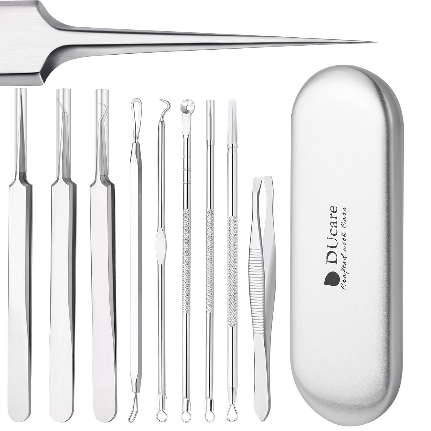 DUcare Blackhead Remover Pimple Popper Tool Kit – (9 Piece Kit) – Professional Stainless Pimples Comedone Extractor Removal Tool