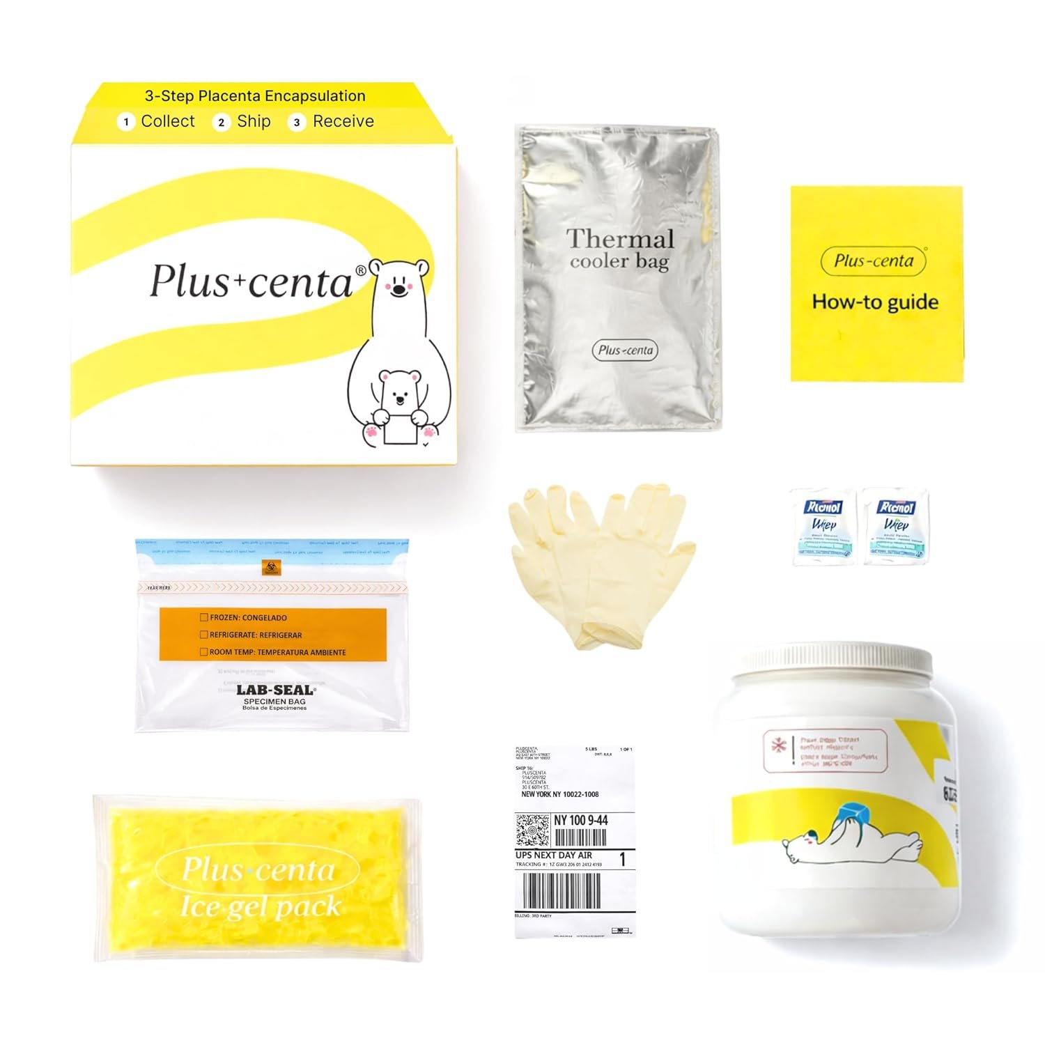 Placenta Encapsulation Kit for Postpartum Recovery, Hospital Placenta Collection Kit with Prepaid Return Shipping, Includes Lab-Based Processing Service | Pluscenta