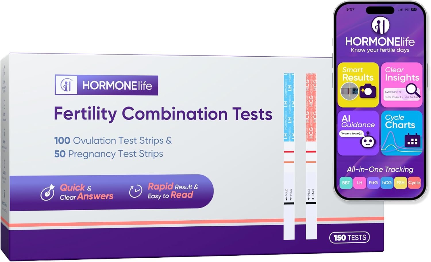 HORMONELife Ovulation Test Strips and Pregnancy Test Strips Kit – Accurate LH & HCG Tests for Fertility Tracking and Early Detection
