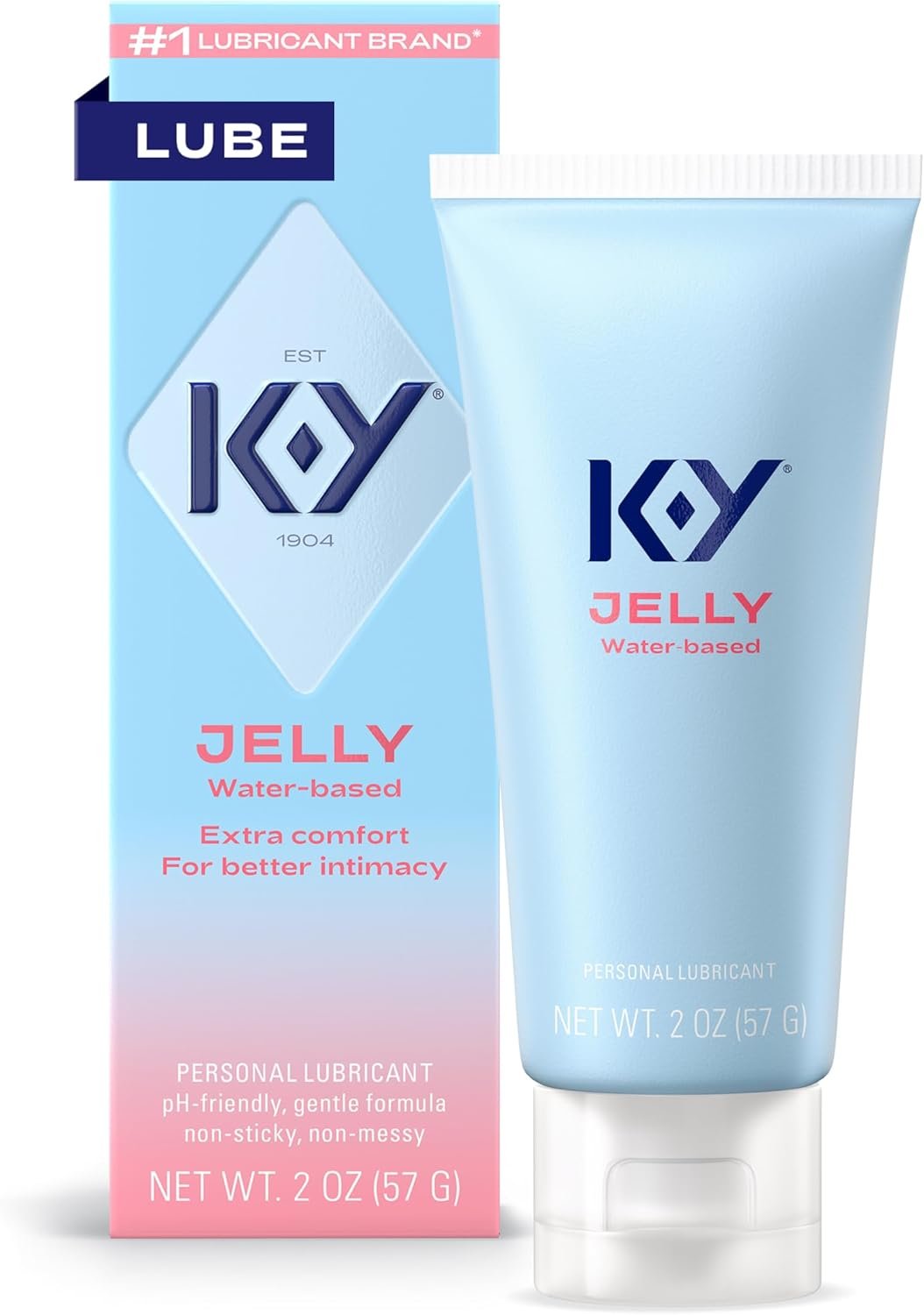 K-Y Jelly Water Based Lube For Sex, Anal Lube, Non-Greasy Water Based Personal Lubricant, pH Friendly Sex Lube Can Be Used With Sex Toys For Women & Male Sex Toys, Condom Friendly Personal Lube, 2 oz