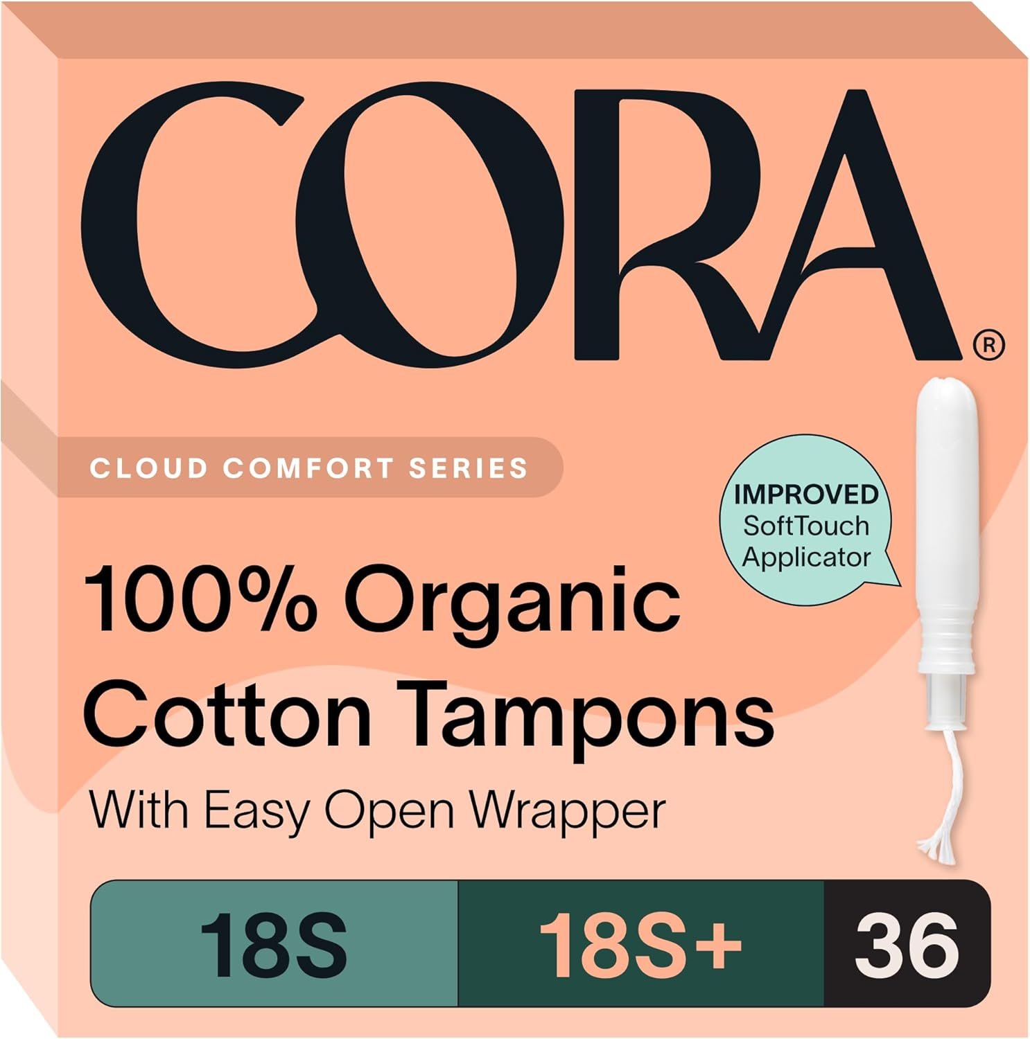 Cora Organic Cotton Tampons Multipack (18 Super, 18 Super Plus Tampons)