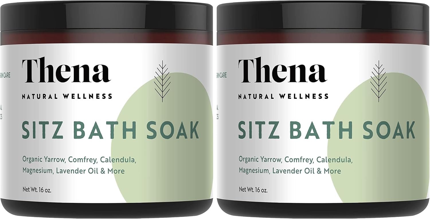Thena Organic Sitz Bath Soak 2 Pack | Postpartum Essentials 100% Natural & Gentle with Pure Epsom and Dead Sea Salts Witch Hazel Lavender Essential Oil