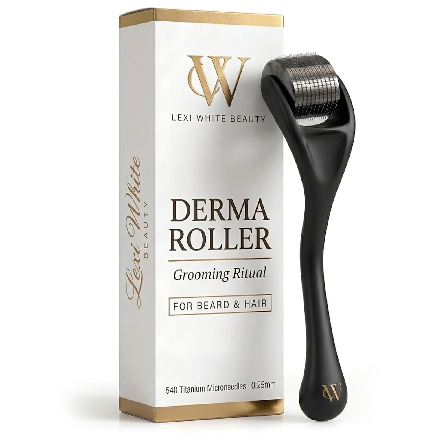 Derma Roller for Beard & Scalp Men – 540 Precision Titanium Microneedle Tool for Beard & Hair – Ergonomic Grip, Titanium Strength – 0.25mm