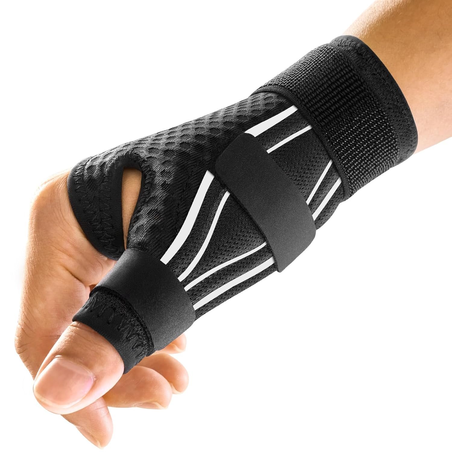 FREETOO Thumb Brace Support Right Hand or Left Hand for Arthritis Pain and Support, Thumb Spica Splint for Trigger Thumb, Thumb Stabilizer for Tendonitis, Sprain Fits Palm 7.5”-8.5” S/M White