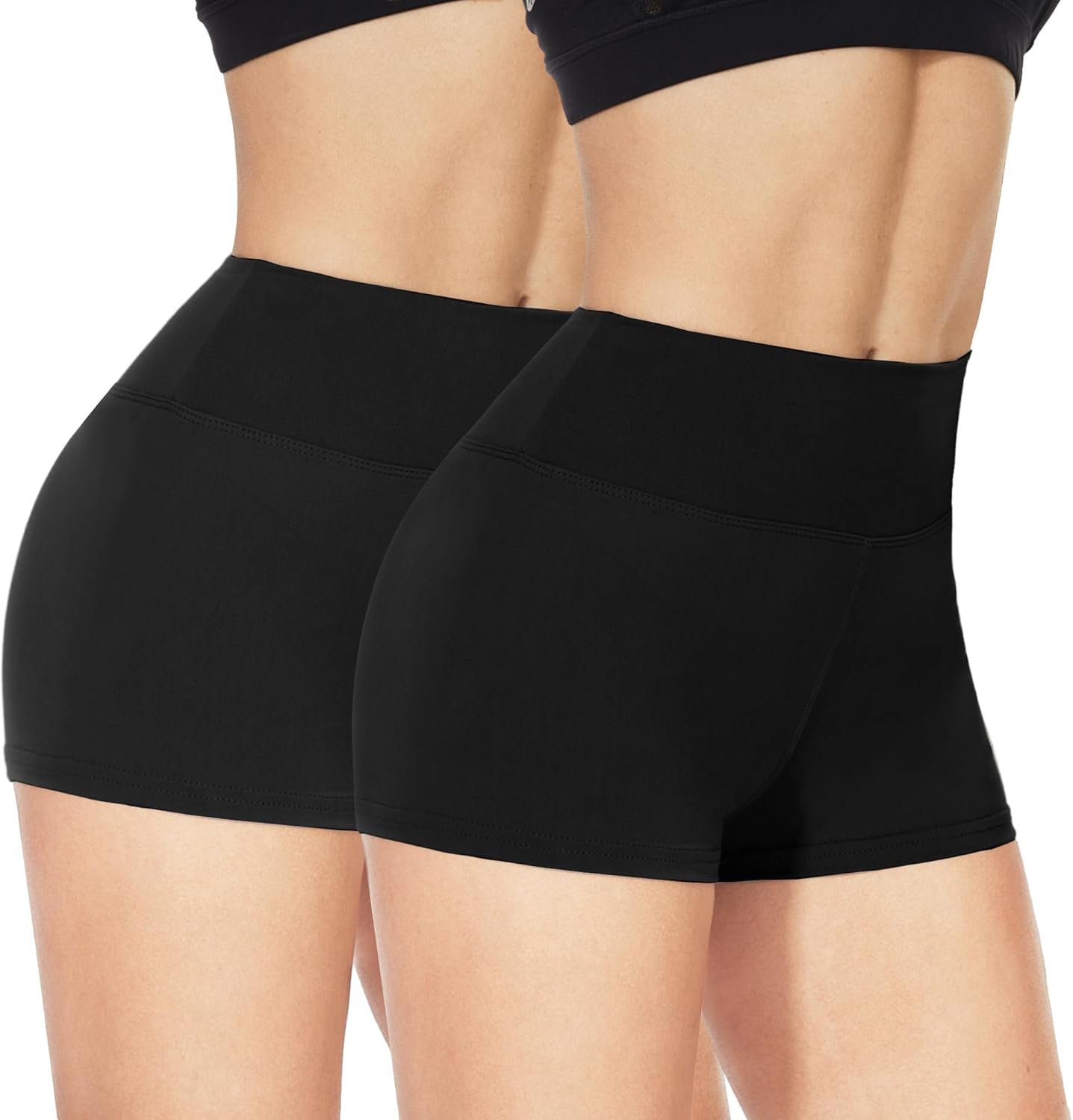 NexiEpoch 2 Pack Biker Shorts for Women – 3″/5″/8″ Booty Volleyball High Waisted Black Spandex Shorts for Yoga Dance Workout