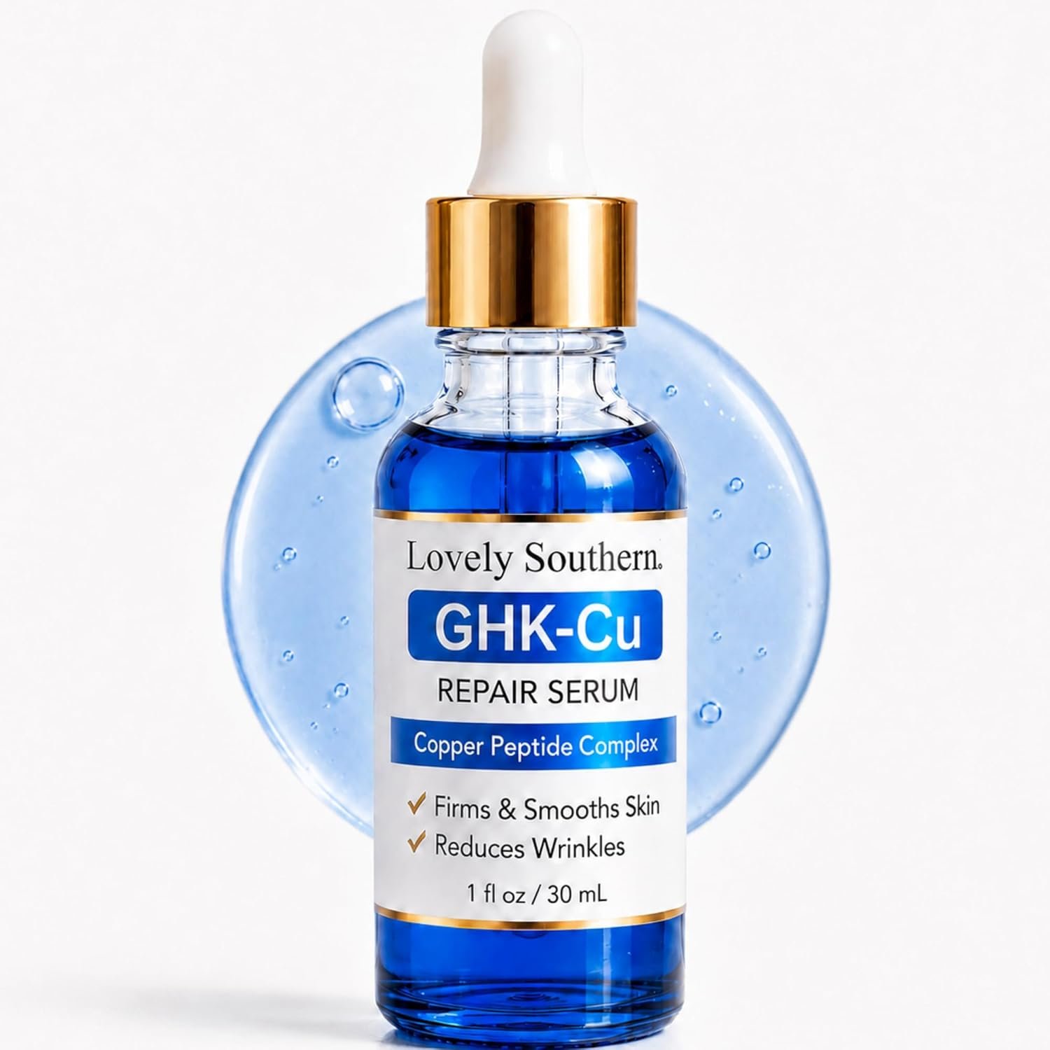 1.5% Copper Peptides GHK-Cu Anti-Aging Facial Serum for Fine Lines, Skin Elasticity, Made in USA, 1 Fl Oz