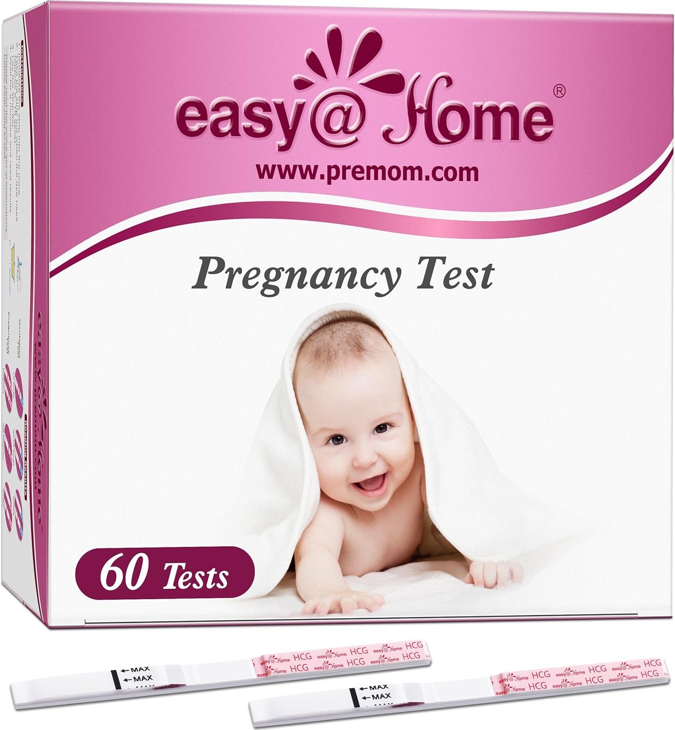 Easy@Home 60 Pregnancy Tests: Early Detection Precise Results Pregnancy Test Strips – Bulk Pregnancy Strips – 60 hCG Test Strips