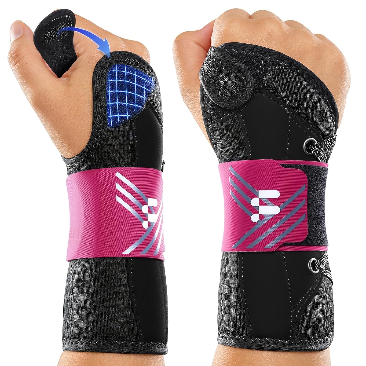 Open Thumb Wrist Brace for Carpal Tunnel Relief, Removable Support Splint for Daytime Typing & Night Support, Adjustable & Breathable, Wrist Support for Arthritis Tendonitis, Right Hand S/M