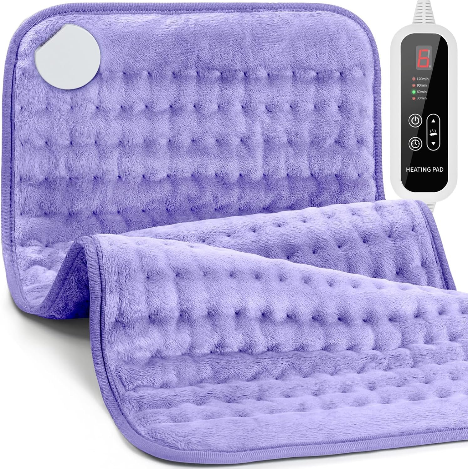 Heating Pad for Back Pain Relief – 33″x17″ Extra Large Electric Heat Pad,6 Heat Settings &4 Auto Off, Machine Washable,Overheat Protection,for Shoulders,Neck,Period Cramps,Gifts for Women Mom [Purple]