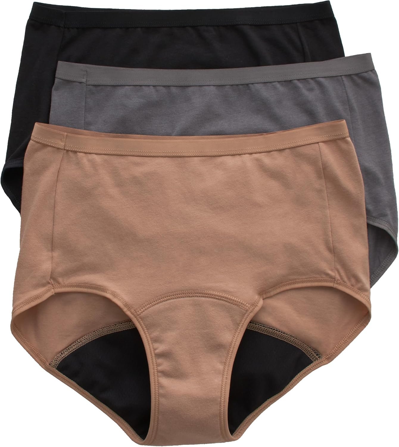 Hanes Women’s Period Underwear Pack, 3-Pack, Comfort, Period. Moderate Leaks Period Panties, Odor Protection